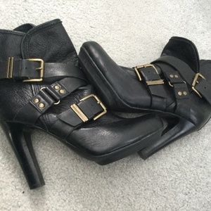 DKNY black leather booties